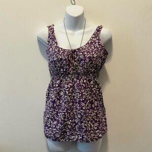 Urban Heritage Purple and White Floral Tank Top